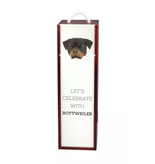 Rottweiler, Bouvier allemand - une boîte géométrique avec une photo et un texte pour le vin de la marque Art-Dog