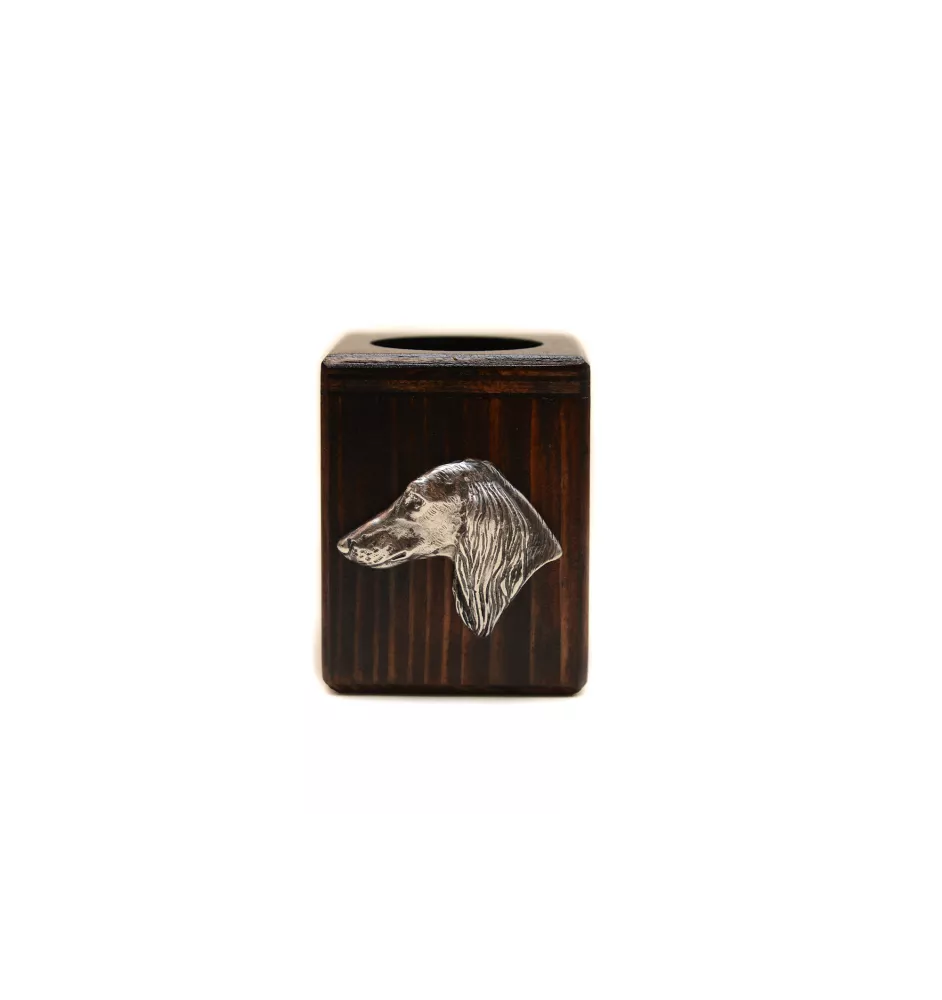 Saluki, Lévrier persan - bougeoir en bois avec un chien, un souvenir unique après la perte d'un chien, une œuvre artisanale de la marque Art-Dog