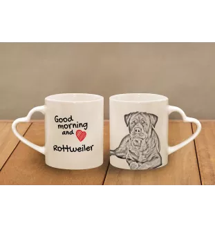Rottweiler - Tasse mit Hund, entzückende Tasse mit herzförmigem Henkel, universelles Geschenk der Marke Art-Dog