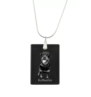 Rottweiler, Rott, Rottie - Crystal pendant with dog, silver necklace with photo, personalised pendant by Art-Dog brand