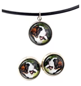 St. Bernard, Saint Bernard, Alpine Mastiff, Bernhardiner - jewelry with your photo box, set of necklace and earrings, personalized products from the Art-Dog brand