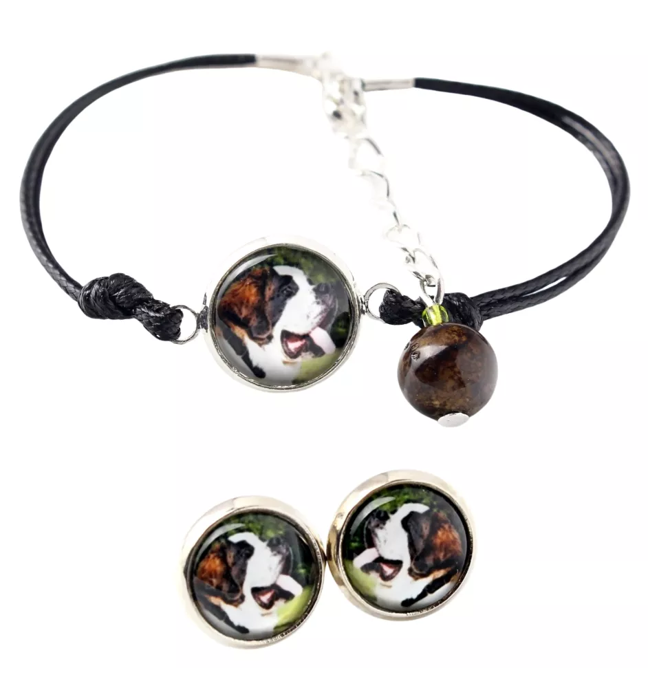 St. Bernhardshund, Bernhardiner - Schmuckset mit Ihrem Foto, Schmuckstück für Frauen, handgefertigtes Produkt, handgefertigtes Produkt mit Leidenschaft für die Marke Art-Dog.