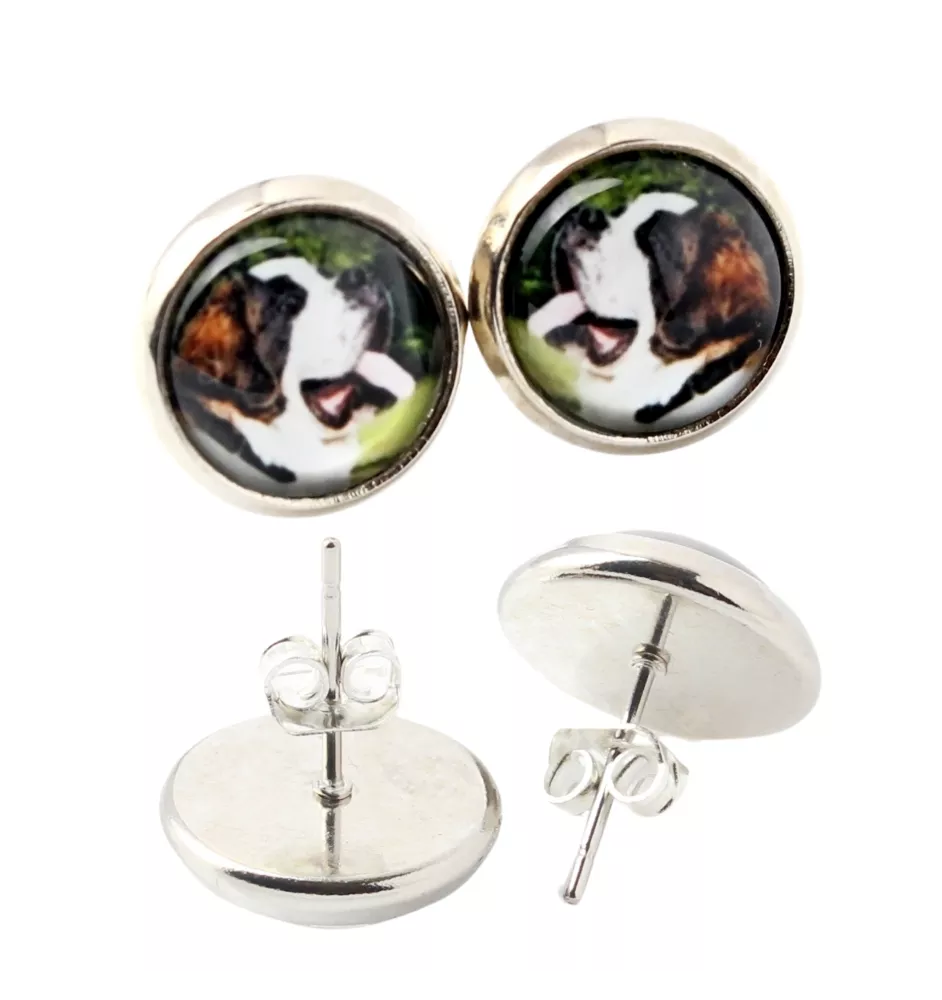 St. Bernard, Saint Bernard, Alpine Mastiff, Bernhardiner - earrings in a box, your photo, handmade jewelry, a product of the Art-Dog brand
