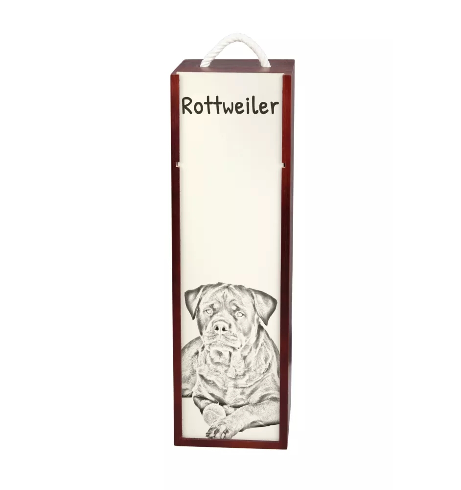 Rottweiler, Rott, Rottie - wine box with a dog, alcohol box with graphics, personalized gift box from the Art-Dog brand