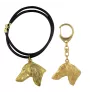 Saluki, Lévrier persan - porte-clés et collier avec chien dans une boîte, produit plaqué or de haute qualité, marque Art-Dog