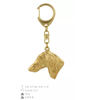 Saluki, Persian Greyhound, Arabian hound, Gazelle hound - keychain and necklace with a dog in a box, high-quality gold-plated product, Art-Dog brand