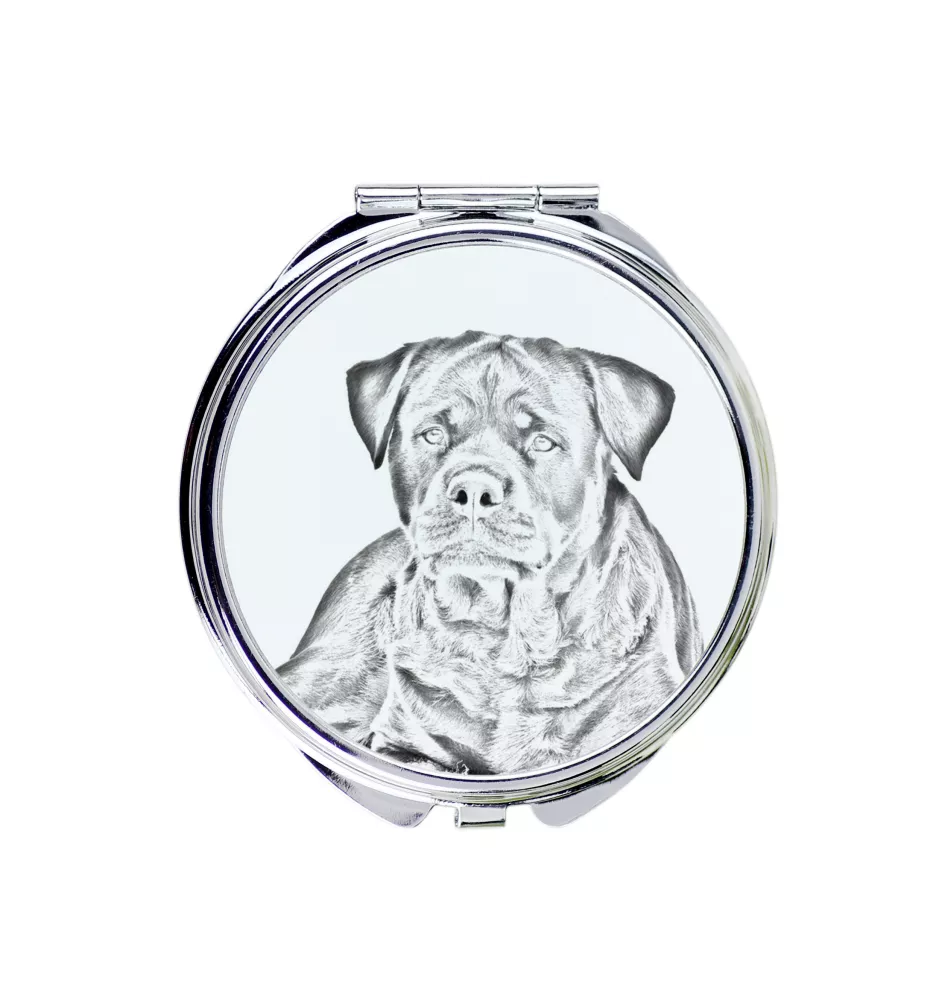 Rottweiler, Bouvier allemand - miroir de poche avec chien, miroir personnalisé pour sac à main, miroir compact avec impression de la marque Art-Dog