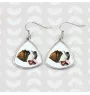 St. Bernard, Saint Bernard, Alpine Mastiff, Bernhardiner - earrings with a picture and the inscription geometric dog Art-Dog
