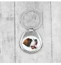 St. Bernard, Saint Bernard, Alpine Mastiff, Bernhardiner - geometric keychain with a photo and the inscription Art-Dog