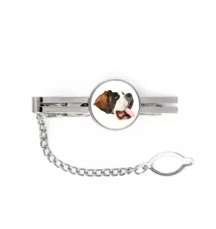 St. Bernard, Saint Bernard, Alpine Mastiff, Bernhardiner - geometric tie clip with a picture and inscription from Art-Dog