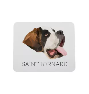 St. Bernard, Saint Bernard, Alpine Mastiff, Bernhardiner - geometric mouse pad with a picture and text by Art-Dog