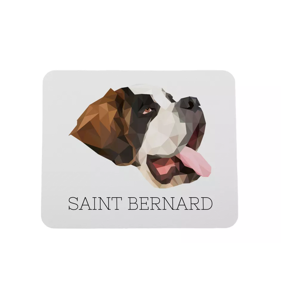 Saint-bernard, Chien Du Mont Saint-Bernard - tapis de souris géométrique avec photo et inscription Art-Dog