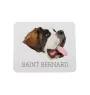 St. Bernhardshund, Bernhardiner - geometrisches Mauspad mit Bild und Aufschrift von Art-Dog