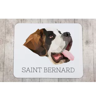 Saint-bernard, Chien Du Mont Saint-Bernard - tapis de souris géométrique avec photo et inscription Art-Dog