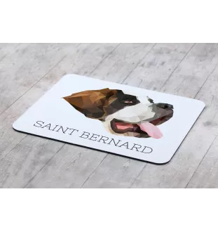 St. Bernhardshund, Bernhardiner - geometrisches Mauspad mit Bild und Aufschrift von Art-Dog
