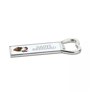 St. Bernard, Saint Bernard, Alpine Mastiff, Bernhardiner - bottle opener with a picture and inscription for beer by Art-Dog