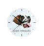 St. Bernard, Saint Bernard, Alpine Mastiff, Bernhardiner - geometric wall clock with a picture and the brand name Art-Dog
