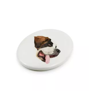 St. Bernard, Saint Bernard, Alpine Mastiff, Bernhardiner - a plate with a geometric design and the brand name Art-Dog