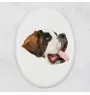 St. Bernard, Saint Bernard, Alpine Mastiff, Bernhardiner - a plate with a geometric design and the brand name Art-Dog
