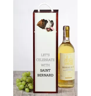 St. Bernhardshund, Bernhardiner - geometrische Box mit einem Bild und Schriftzug für Wein der Marke Art-Dog