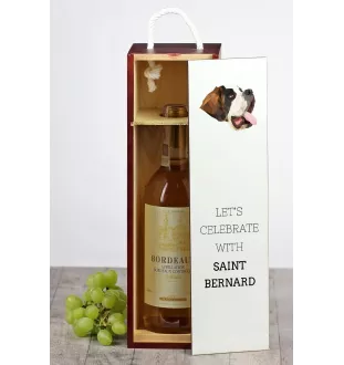 Saint-bernard, Chien Du Mont Saint-Bernard - une boîte géométrique avec une photo et un texte pour le vin de la marque Art-Dog