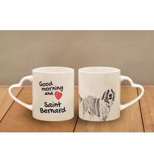 St. Bernhardshund, Bernhardiner - Tasse mit Hund, entzückende Tasse mit herzförmigem Henkel, universelles Geschenk der Marke Art-Dog