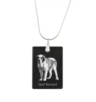 St. Bernard, Saint Bernard, Alpine Mastiff, Bernhardiner - Crystal pendant with dog, silver necklace with photo, personalised pendant by Art-Dog brand