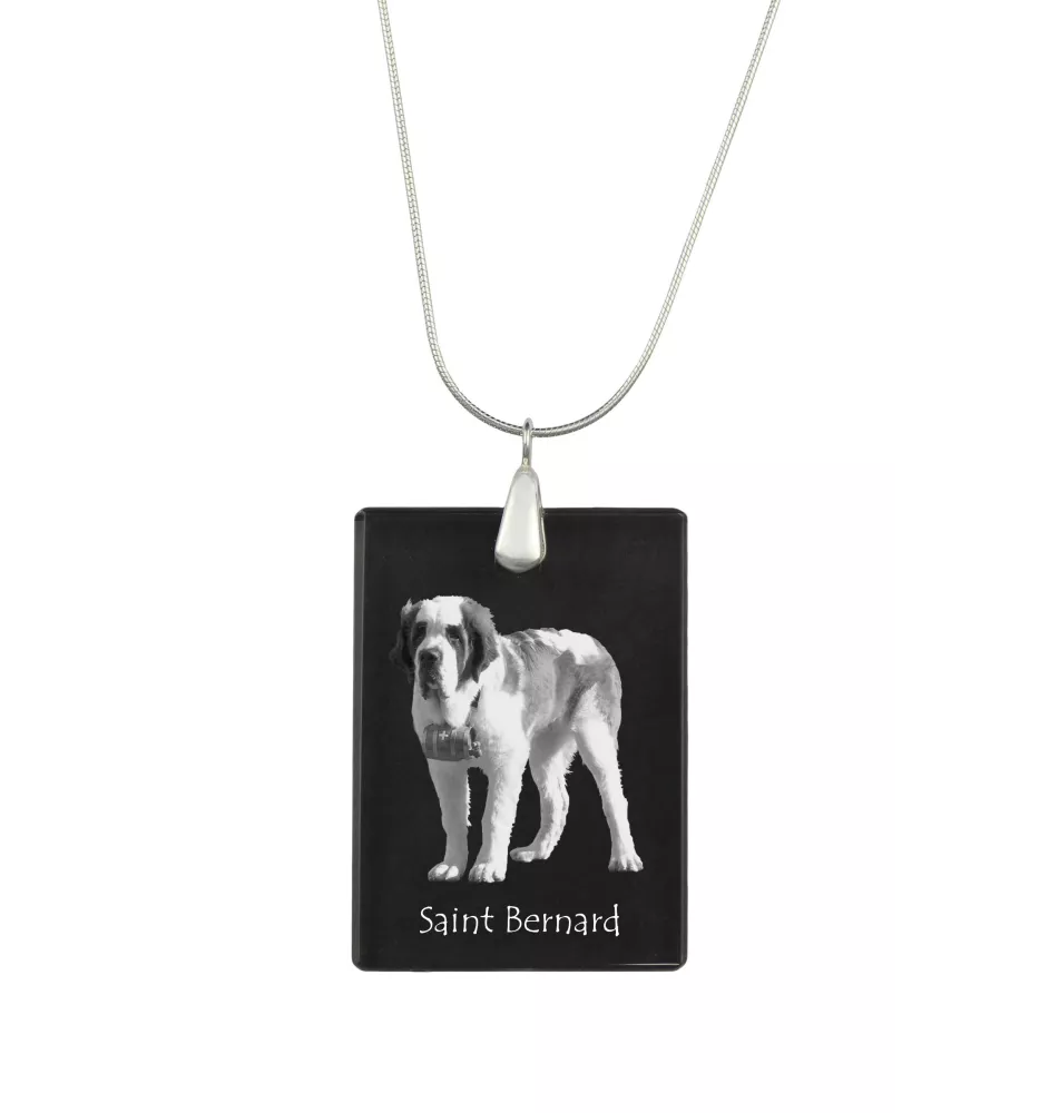 St. Bernard, Saint Bernard, Alpine Mastiff, Bernhardiner - Crystal pendant with dog, silver necklace with photo, personalised pendant by Art-Dog brand