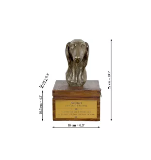 Saluki, Persian Greyhound, Arabian hound, Gazelle hound - urn for dog ashes with a statuette, small urn for a dog, personalized urn with a bust of a dog by Art-Dog brand