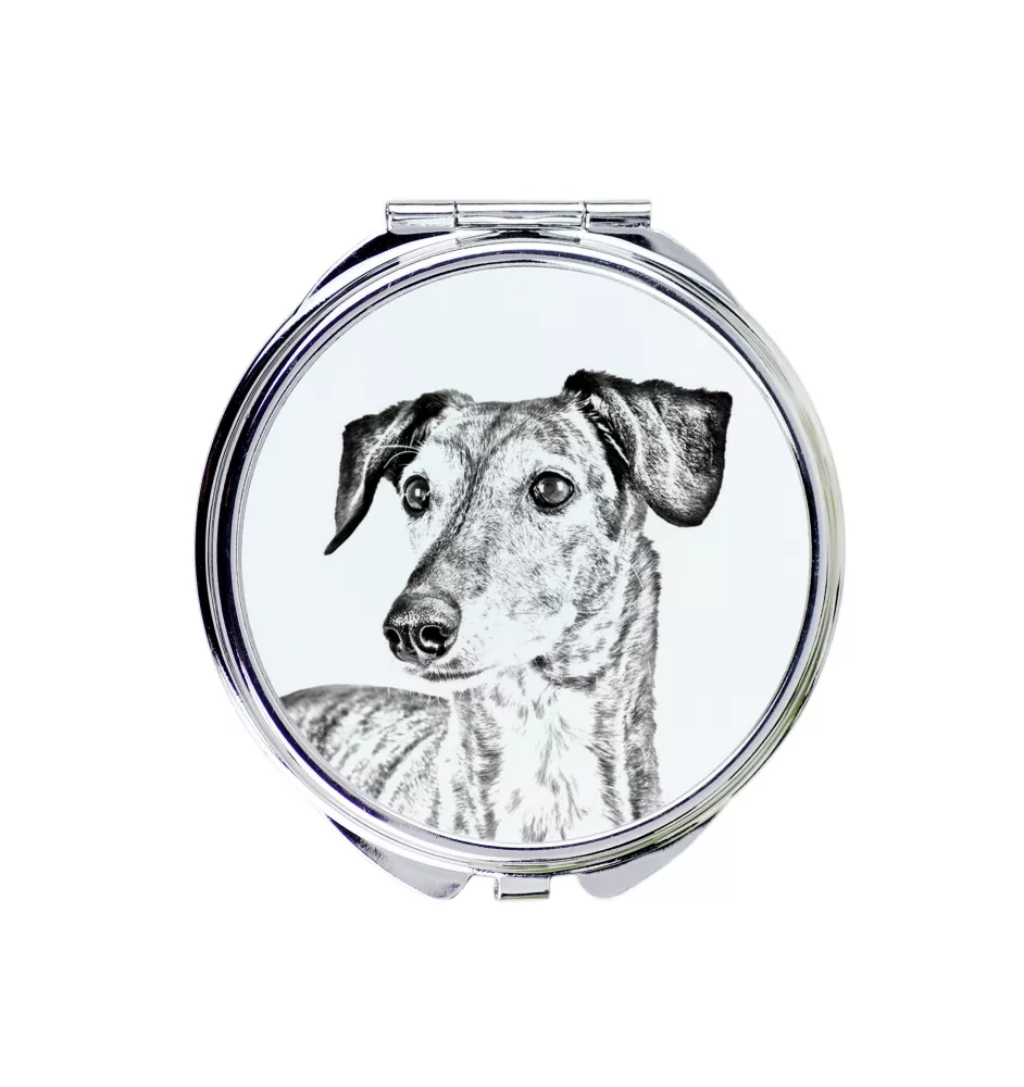 Saluki, Persischer Windhund - Taschenspiegel mit Hund, personalisierter Taschenspiegel, kompakter Spiegel mit Art-Dog-Logo