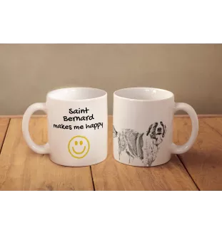 St. Bernhardshund, Bernhardiner - Tasse mit Hund, fröhliche Tasse für Hundeliebhaber, personalisiertes Geschenk der Marke Art-Dog