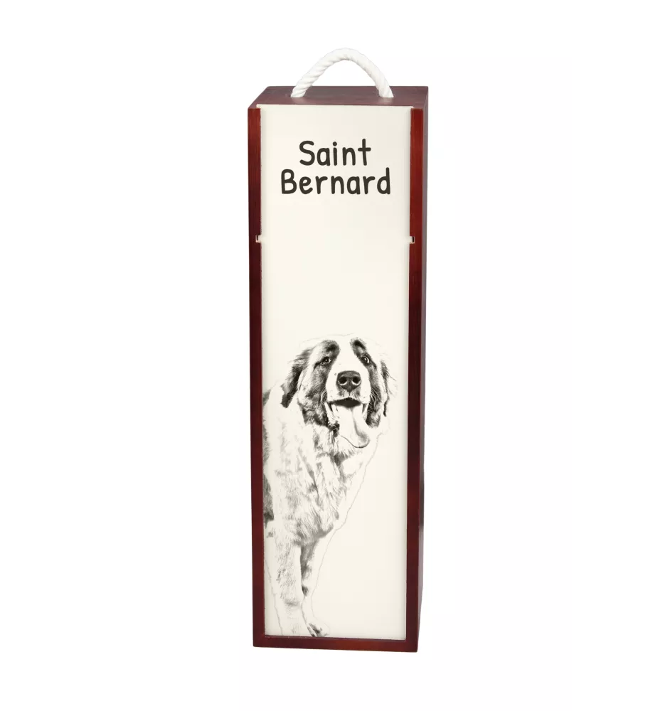 Saint-bernard, Chien Du Mont Saint-Bernard - boîte à vin avec chien, boîte à alcool avec graphisme, boîte cadeau personnalisée de la marque Art-Dog