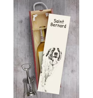 St. Bernard, Saint Bernard, Alpine Mastiff, Bernhardiner - wine box with a dog, alcohol box with graphics, personalized gift box from the Art-Dog brand