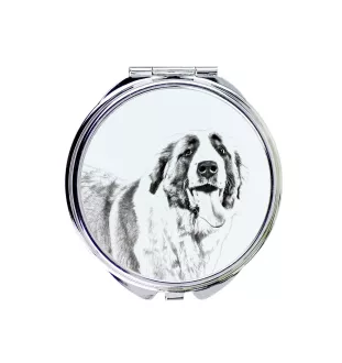 St. Bernard, Saint Bernard, Alpine Mastiff, Bernhardiner - Pocket mirror with a dog, personalized mirror for a purse, compact mirror with Art-Dog brand print.