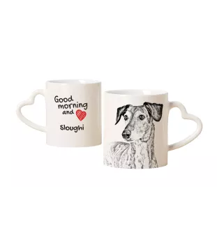 Saluki, Persischer Windhund - Tasse mit Hund, entzückende Tasse mit herzförmigem Henkel, universelles Geschenk der Marke Art-Dog