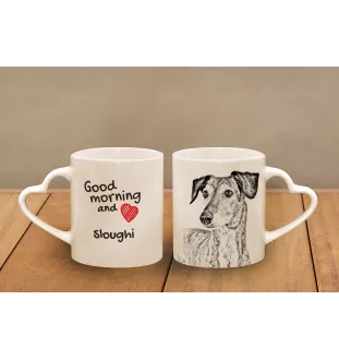 Saluki, Persian Greyhound, Arabian hound, Gazelle hound - cup with a dog, adorable cup with a heart-shaped handle, universal gift from the Art-Dog brand