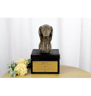 Saluki, Persian Greyhound, Arabian hound, Gazelle hound - an urn with an engraving and a sculpture of a dog, a handmade product by the Art-Dog brand.