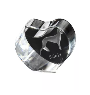Saluki, Persian Greyhound, Arabian hound, Gazelle hound I - a photo of a dog in crystal, crystal heart, unique photo frame from the Art-Dog brand