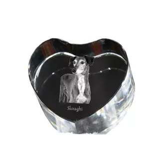 Saluki, Lévrier persan - une photo de chien dans un cristal, un cœur en cristal, un cadre photo exceptionnel de la marque Art-Dog