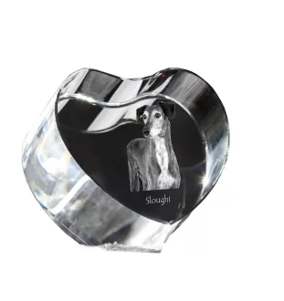 Saluki, Persian Greyhound, Arabian hound, Gazelle hound - a photo of a dog in crystal, crystal heart, unique photo frame from the Art-Dog brand