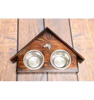 Chart perski, Saluki drewniany stojak na miski w ksztalcie budy Art-Dog
