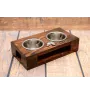 Saluki, Persian Greyhound, Arabian hound, Gazelle hound - wooden stand with bowls for a dog, steel dog bowls, a gift for adopting a dog from the Art-Dog brand
