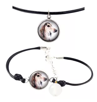 Saluki, Persischer Windhund - Schmuckset mit Ihrem Foto, handgefertigtes Set, Armband und Halskette von Art.-Dog.
