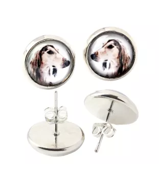 Saluki, Lévrier persan - boucles d'oreilles dans une boîte, votre photo, bijoux faits à la main, produit de la marque Art-Dog.
