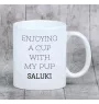 Saluki, Lévrier persan - tasse avec une photo et un motif de chien géométrique Art-Dog