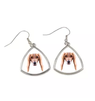 Saluki, Persian Greyhound, Arabian hound, Gazelle hound - earrings with a picture and the inscription geometric dog Art-Dog