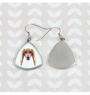Saluki, Persian Greyhound, Arabian hound, Gazelle hound - earrings with a picture and the inscription geometric dog Art-Dog