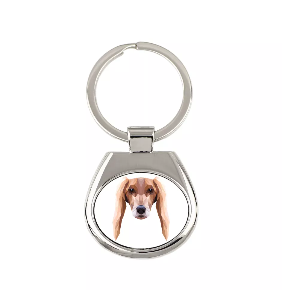 Saluki, Persischer Windhund - geometrischer Schlüsselanhänger mit Foto und Aufschrift Art-Dog