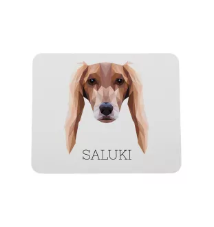 Saluki, Persischer Windhund - geometrisches Mauspad mit Bild und Aufschrift von Art-Dog