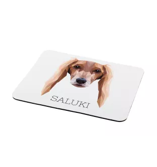 Saluki, Persischer Windhund - geometrisches Mauspad mit Bild und Aufschrift von Art-Dog